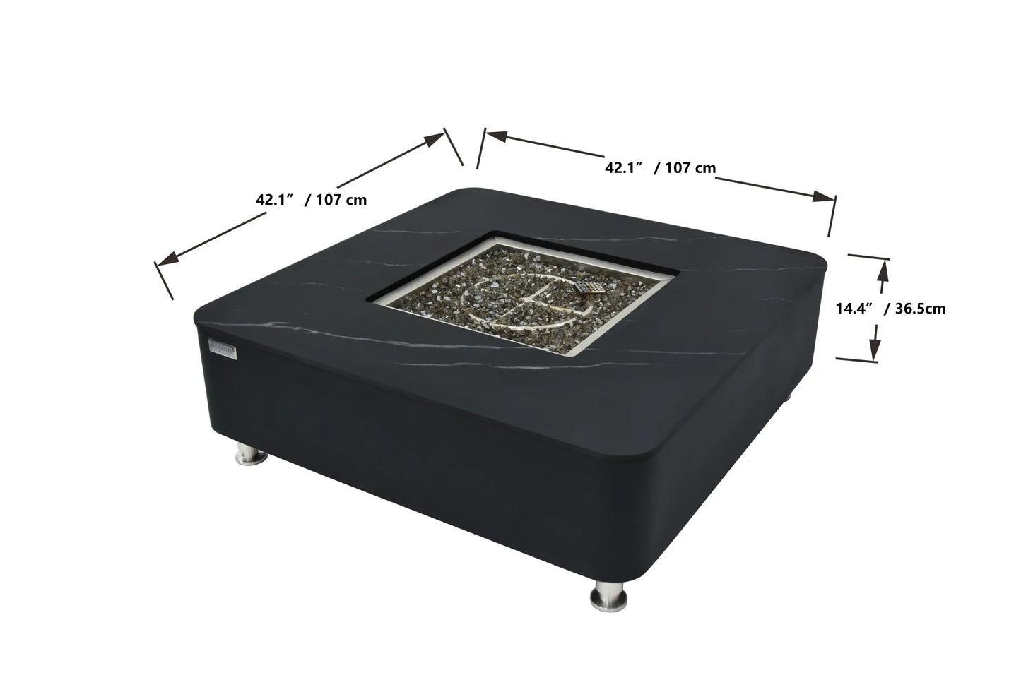 Elementi Plus Copenhagen Porcelain Top Fire Table – 16 kW | OFP101BB