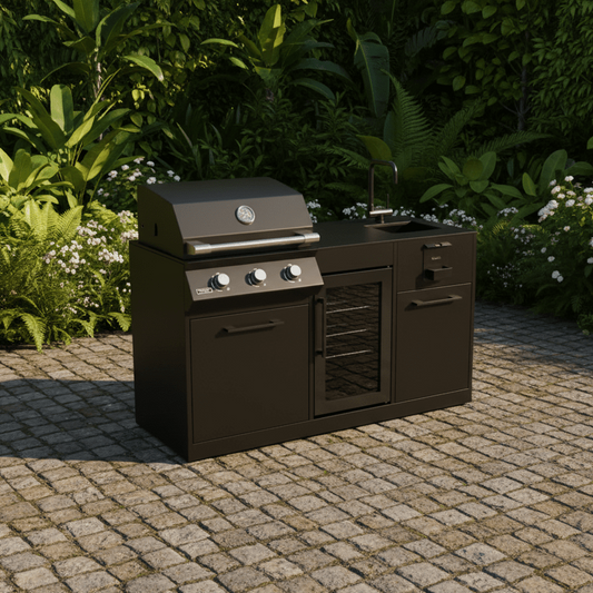 Brabura Lite Series 300 Outdoor Kitchen with 3 Burner BBQ, Fridge and Sink | BKC0032 - Outdoor Kitchens