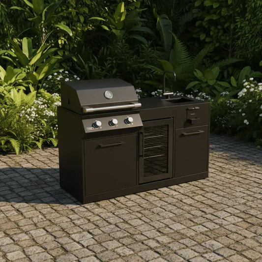 Brabura Lite Series 300 Outdoor Kitchen with 3 Burner BBQ, Fridge and Sink | BKC0032 - Outdoor Kitchens