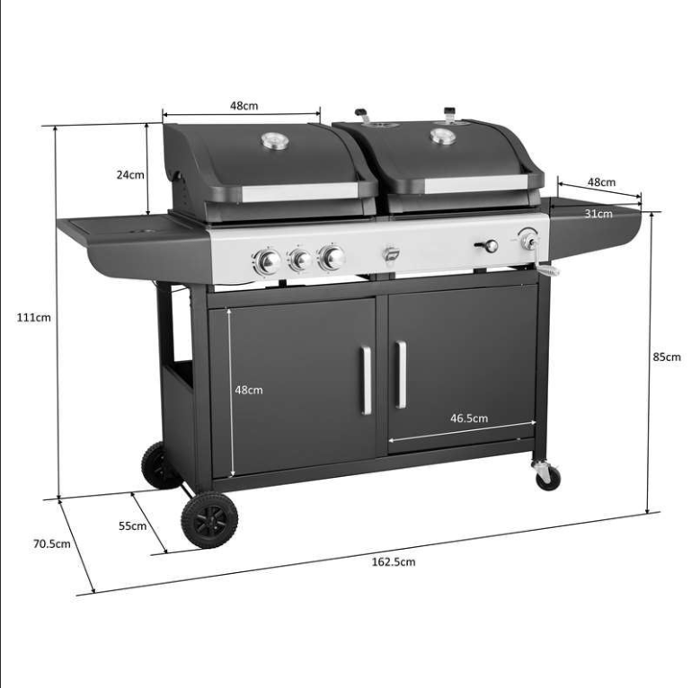 Callow Large Dual Fuel BBQ Grill with Cover | E30A40A22 - SB - ZT - BBQs & Grills