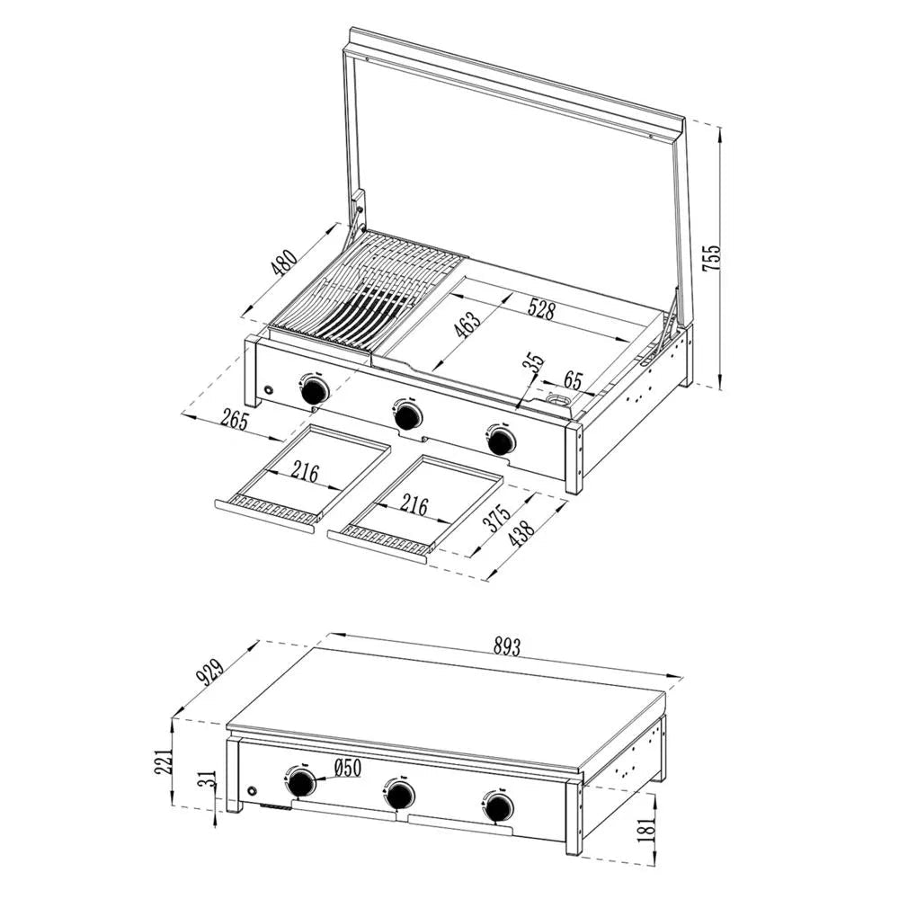 Cozze Combo 900 Plancha Grill | 90460 - BBQs & Grills