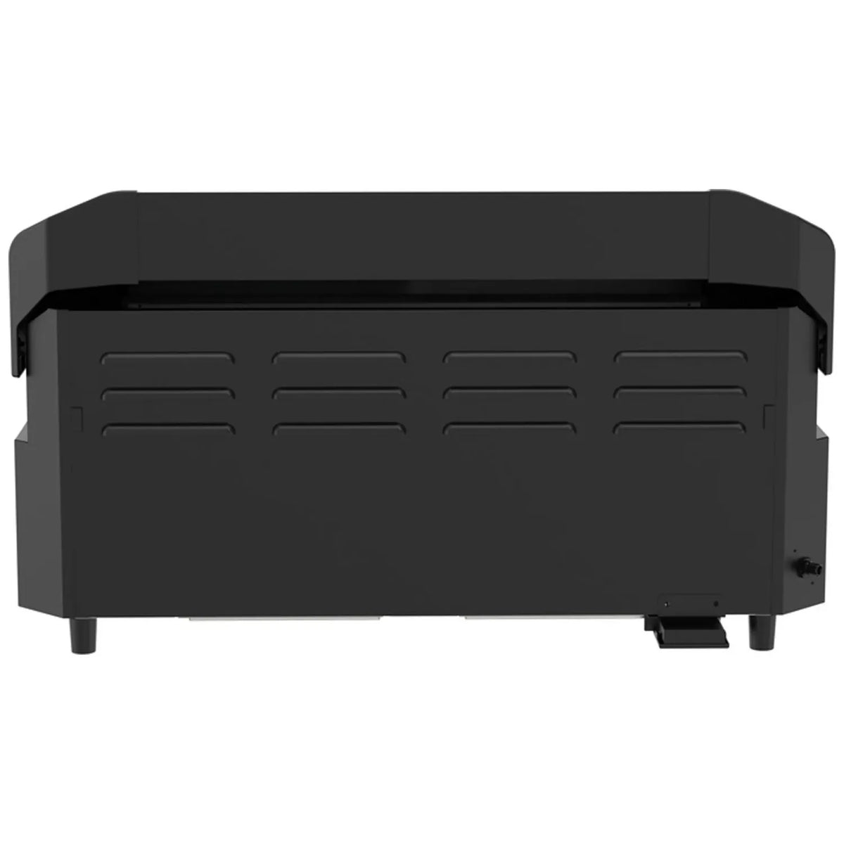Black plastic cozze g-800 comb0 plancha-grill with horizontal ventilation slits and small feet at each corner