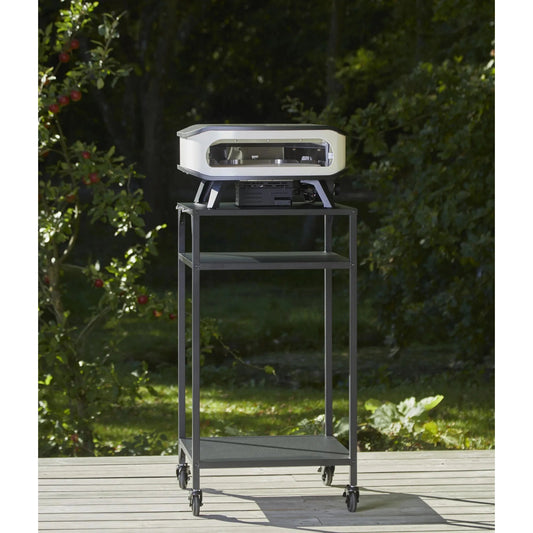 Cozze outdoor pizza oven table 60 with silver and black portable gas grill featuring a sleek modern design