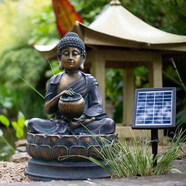Easy Fountain Sitting Buddha Solar Water Feature | S45323L