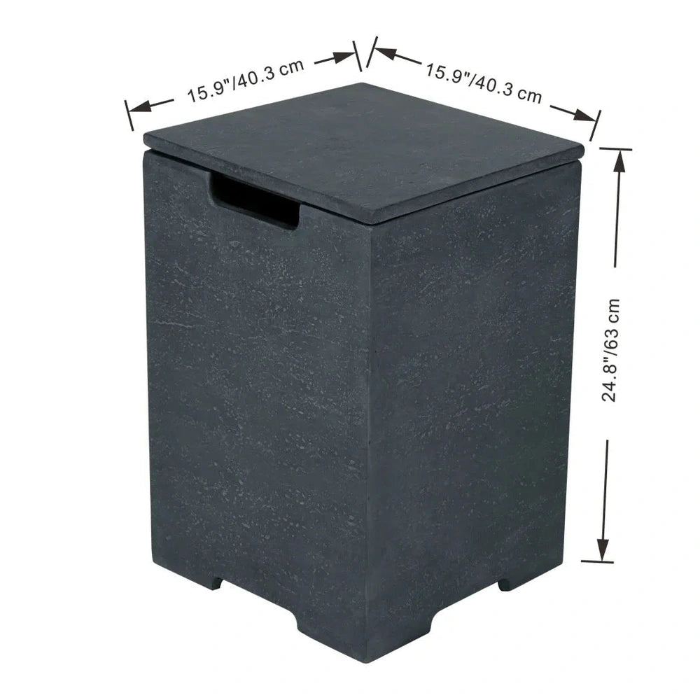 Elementi Plus tank cover dark grey black textured outdoor storage bin with matching lid and integrated handle