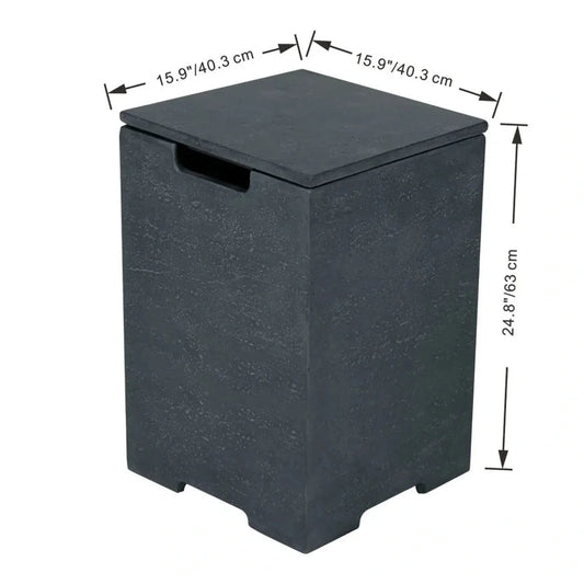 Elementi Plus tank cover dark grey black textured outdoor storage bin with matching lid and integrated handle