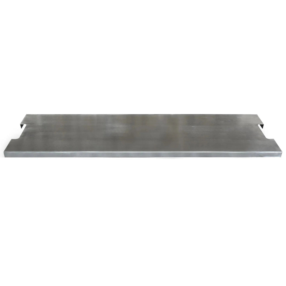 Silver metallic rectangular stainless steel lid with cutouts at each end for Elementi ONF01‑442D panel