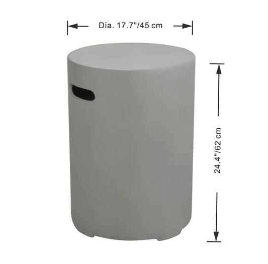 Gray cylindrical outdoor stool with black handle side elementi round tank cover large light grey