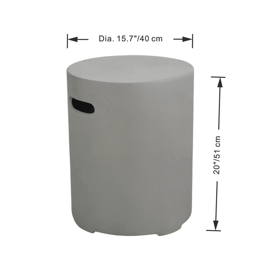 Elementi round tank cover small outdoor gray cylindrical stool with black handle for easy transport
