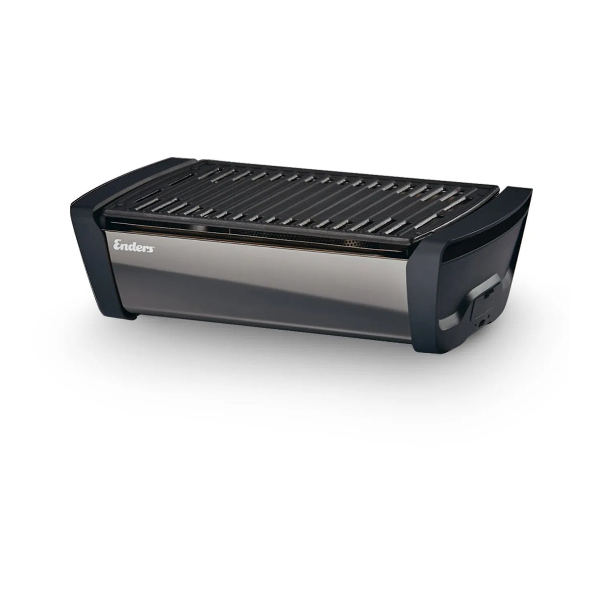 Enders Aurora tabletop bbq grey black and silver electric grill with ribbed stainless steel cooking surface