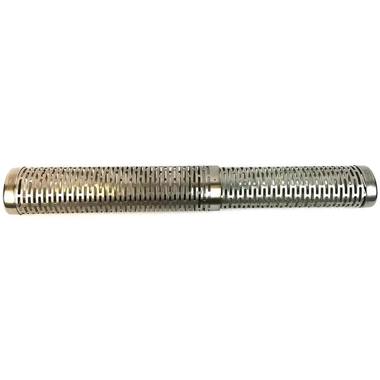 A cylindrical stainless steel mesh filter with a perforated design and metallic ends for gmg thin blue smoke tube gmg-6027