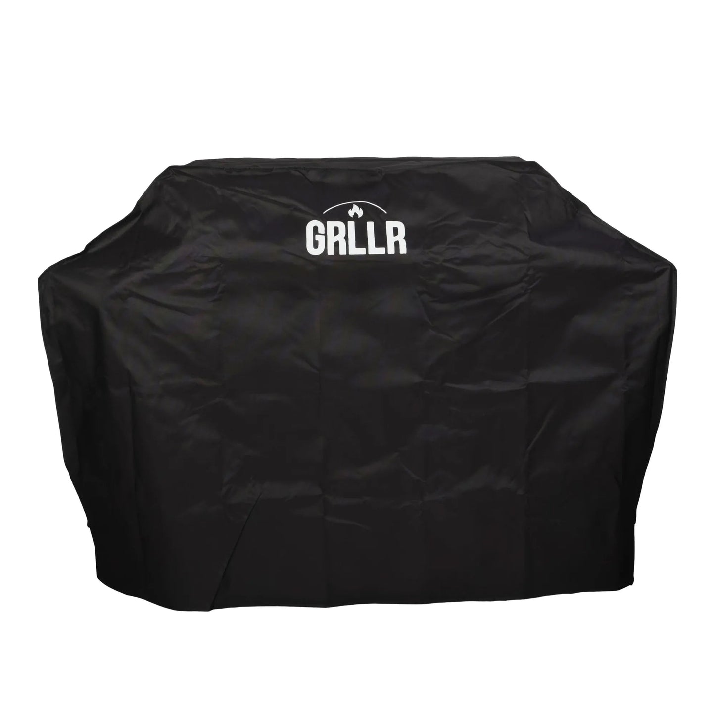 Black GRLLR Prime G5S grill cover with white logo designed for outdoor grill protection and durability