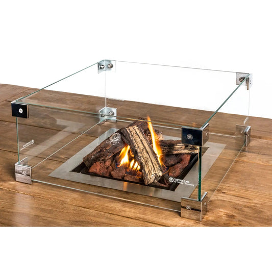 Happy cocooning glass screens windscreen for fire pit tables with square glass fire pit and stainless steel frame burning wood logs