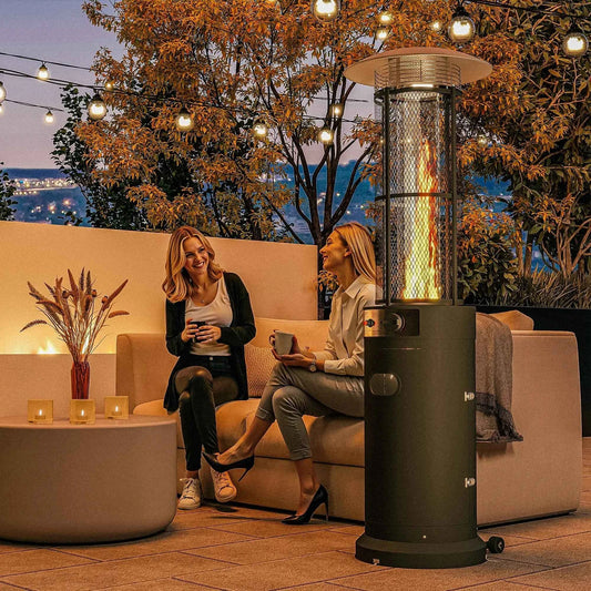 Outsunny 11KW Gas Patio Heater – Adjustable, Wheels, Black | 842-390V70BK