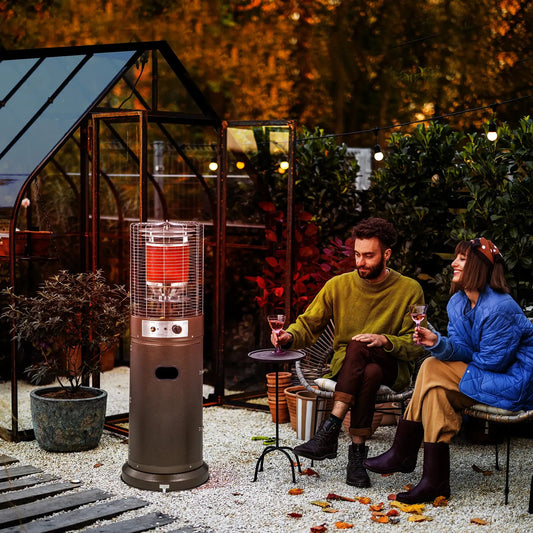 Outsunny 11KW Patio Bullet Heater with Tip - over Protection, Gas Glass Tube Electronic Ignition Floor Standing Stainless Steel Garden Outdoor 137Hcm 842 - 106V70BN - Garden & Outdoor