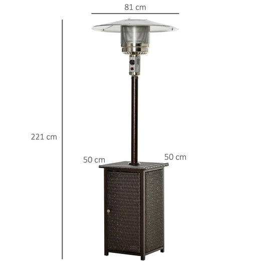 Outsunny 12KW Patio Gas Heater Freestanding Outdoor Garden Heating Rattan Furniture Wicker Table Top 01 - 0924 - Garden & Outdoor