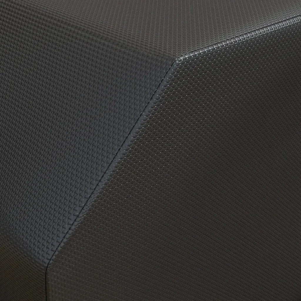 Black textured faux leather corner of a modern geometric ottoman in the outsunny plastic coated protective grill cover product image
