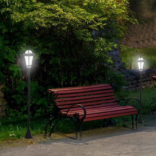 Outsunny 2-piece Solar Garden Lamp Posts, 1.3M - Black | B30-005