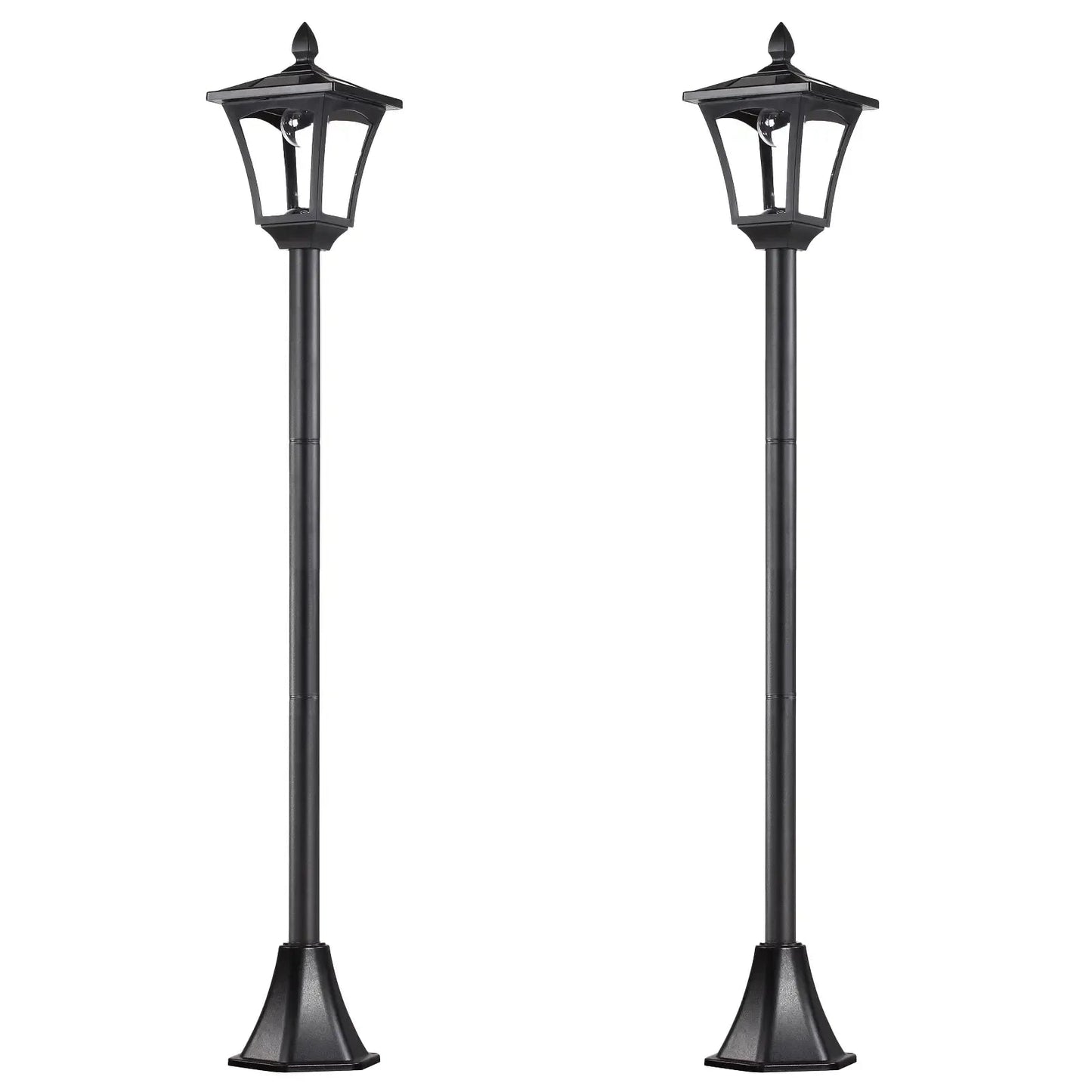Outsunny 2 Pieces Outdoor Garden Solar Post Lamp Sensor Dimmable LED Lantern Bollard Pathway 1.6M Tall – Black B30 - P011 - Garden & Outdoor