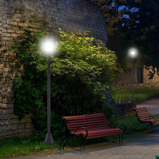 Outsunny 2-Piece Solar Post Lamps, Dimmable LED, 1.6m, IP44 – Black | B30-P011