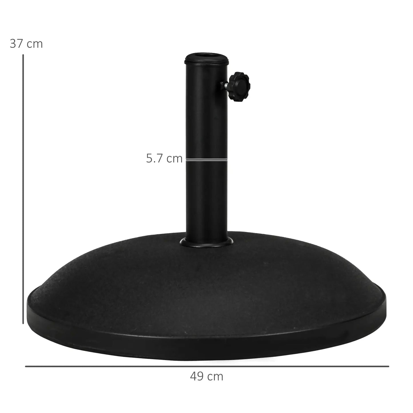 Outsunny 25 kg Parasol Base, Heavy Duty Concrete Patio Umbrella Stand with Adjustable Knob, 49 cm Round Garden Parasol Holder for 35 to 48 mm Poles - Black | 840 - 047 - Accessories