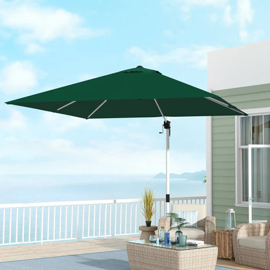Outsunny 3 x 3(m) Cantilever Roma Parasol, Square Garden Umbrella with Cross Base, Crank Handle, Tilt, 360° Rotation and Aluminium Frame - Green| 84D - 086V02DG - Furniture, Lighting & Decor