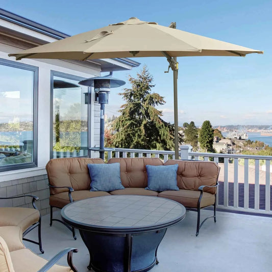 Outsunny 3 Meter Beach Hanging Umbrella Parasol - Khaki | 840-122