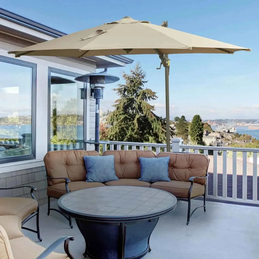 Outsunny 3 Meter Beach Hanging Umbrella Parasol - Khaki | 840-122