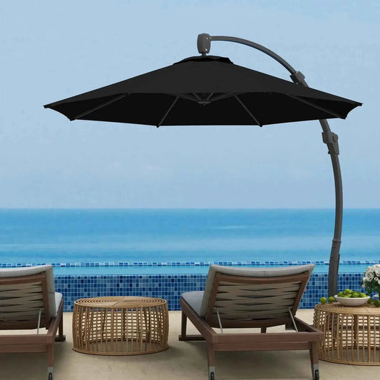 Outsunny 3m Cantilever Parasol – Crank Handle, 360° Rotation, Black | 84D-388V00BK