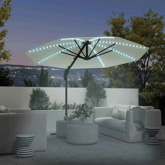 Outsunny 3m Solar LED Cantilever Parasol - Cream | 84D-434V00CW