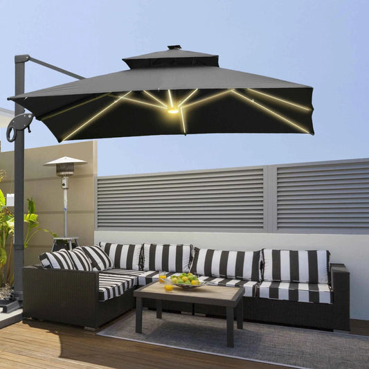Outsunny 3x3m Square Canopy – Aluminium Frame, Adjustable Angle, Grey | 84D-108CG