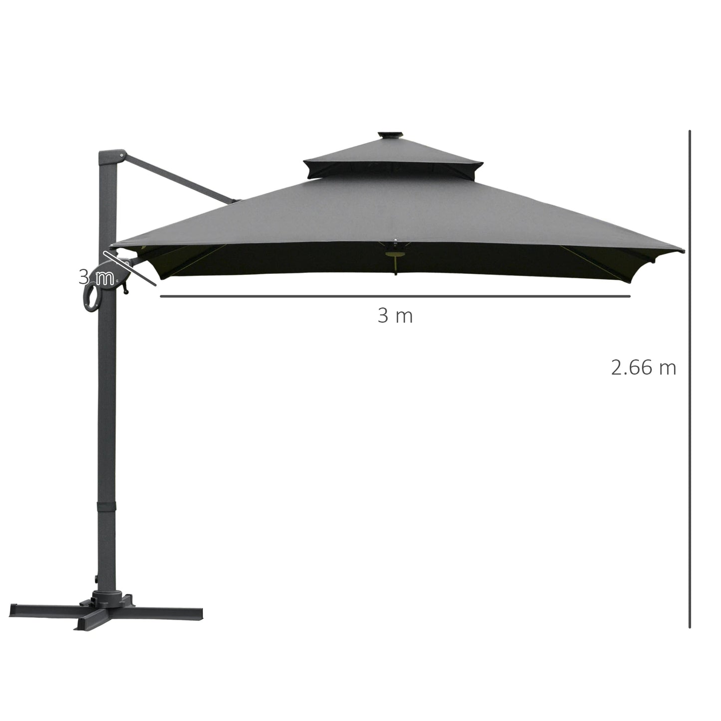 Outsunny 3x3m Square Canopy – Aluminium Frame, Adjustable Angle, Grey | 84D - 108CG - Furniture, Lighting & Decor