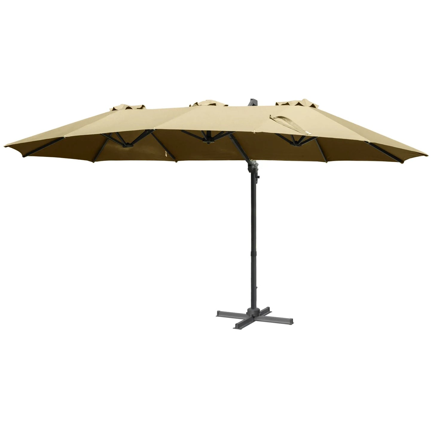 Outsunny 4.5m Double - Sided Parasol – Crank Handle, 360° Base, Khaki | 84D - 183KK - Furniture, Lighting & Decor