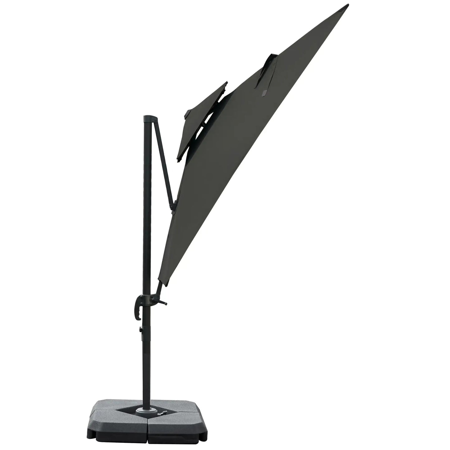 Outsunny Cantilever Parasol 360 Rotation Outdoor Market Garden Umbrella - Dark Grey | 84D - 073CG - Furniture, Lighting & Decor