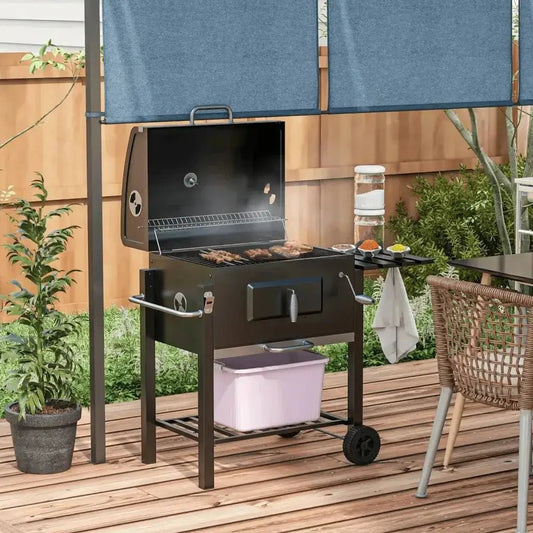 Outsunny Charcoal Grill, with Height - Adjustable Coal Pan - Black 846 - 013V00GY - Garden & Outdoor