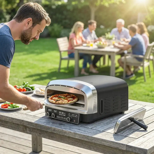 Outsunny Electric Pizza Oven – Dual‑Control Countertop Pizza Maker | 846 - 314V70BK - Pizza Ovens