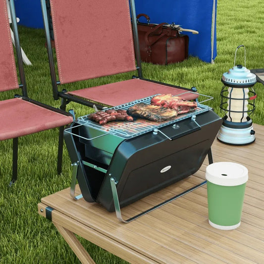 Outsunny Metal Suitable - Style Portable BBQ Grill - Black 846 - 145V00BK - Garden & Outdoor