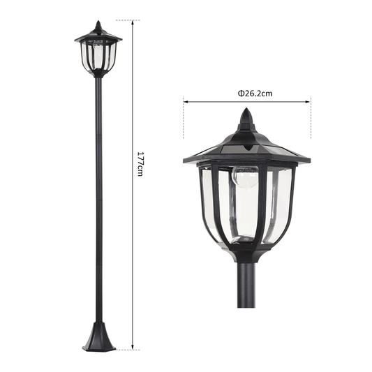 Outsunny Outdoor Garden Solar Post Lamp Sensor Light LED Lantern Bollard Pathway Torch Light 1.77m Tall B30 - 006 - Garden & Outdoor