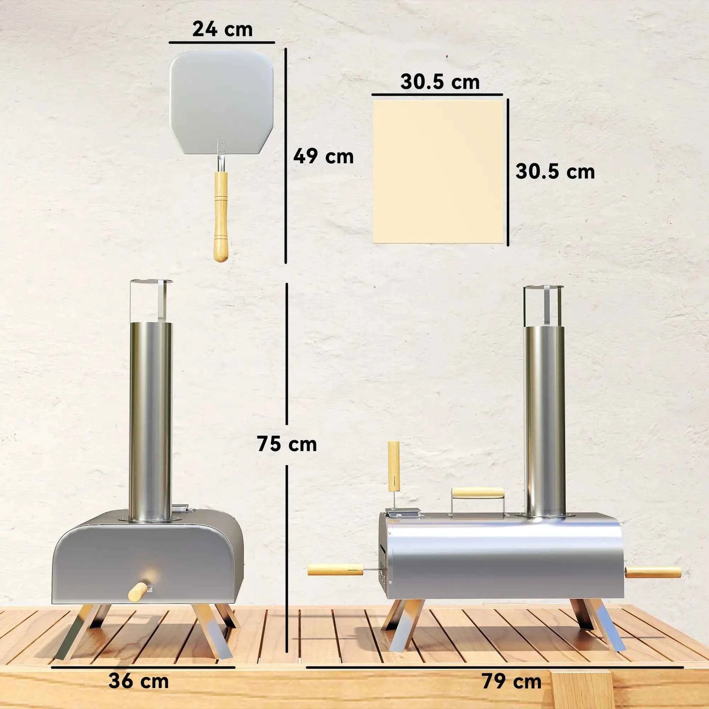Outsunny Outdoor Pizza Oven – Wood Pellet, Pizza Stone, Stainless Steel | 846-198V00SR