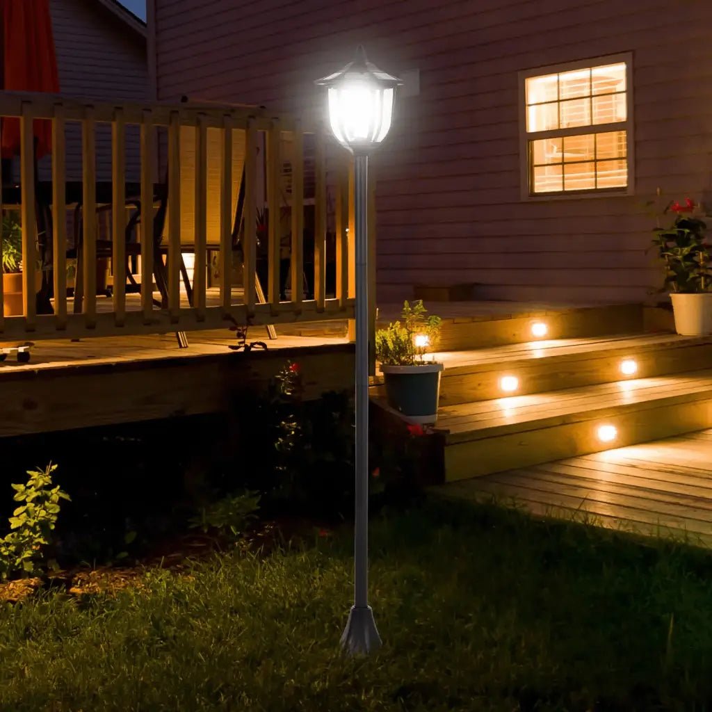Outsunny Outdoor Garden Solar Post Lamp Sensor Light LED Lantern Bollard Pathway Torch Light 1.77m Tall B30 - 006 - Garden & Outdoor