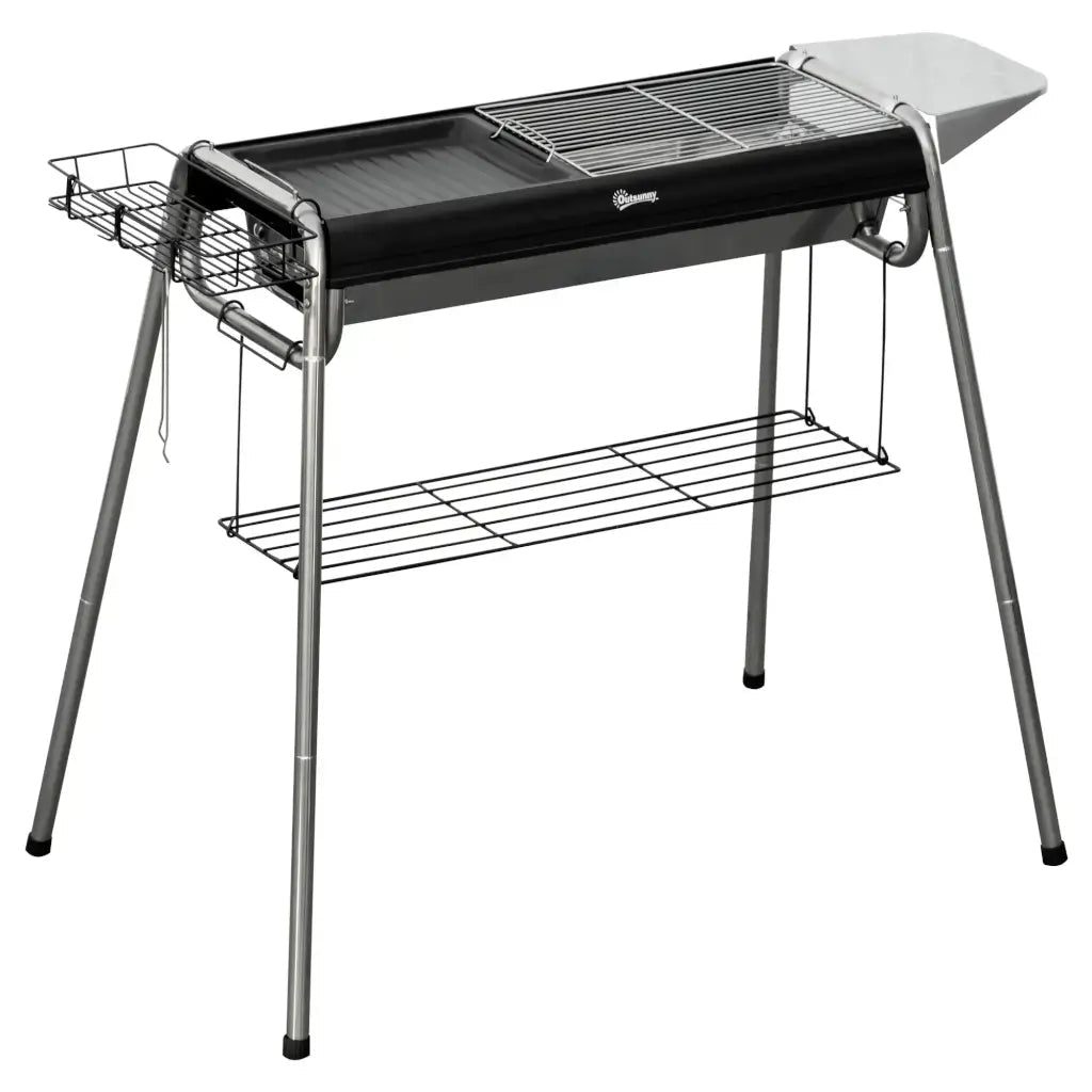 Outsunny Portable Charcoal BBQ Grill - Black | 846 - 109V00BK - BBQs & Grills