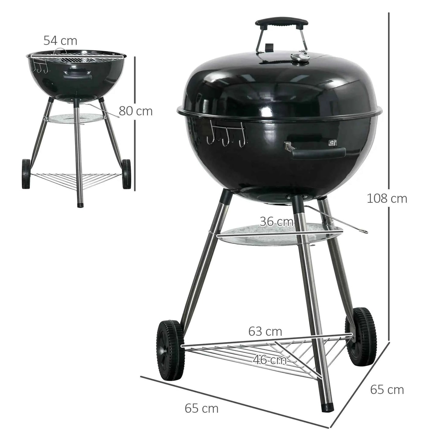 Outsunny Portable Kettle Charcoal Grill - Black | 846-095