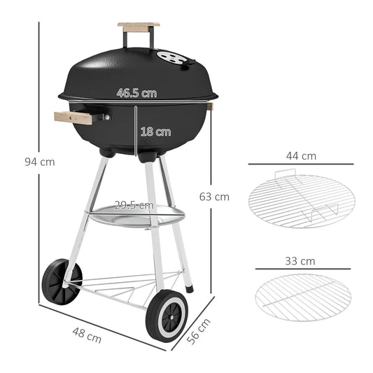 Outsunny Portable Round Kettle Charcoal Grill BBQ Smoker with Lid Outdoor Heat Control Party Patio Barbecue Garden 846 - 033 - Garden & Outdoor
