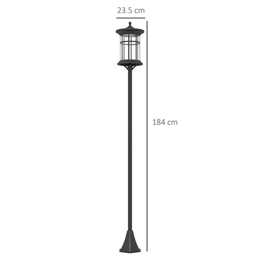 Outsunny Set of Two 1.8m Traditional Style Solar Lamp Posts - Black B30 - 054V01BK - Garden & Outdoor