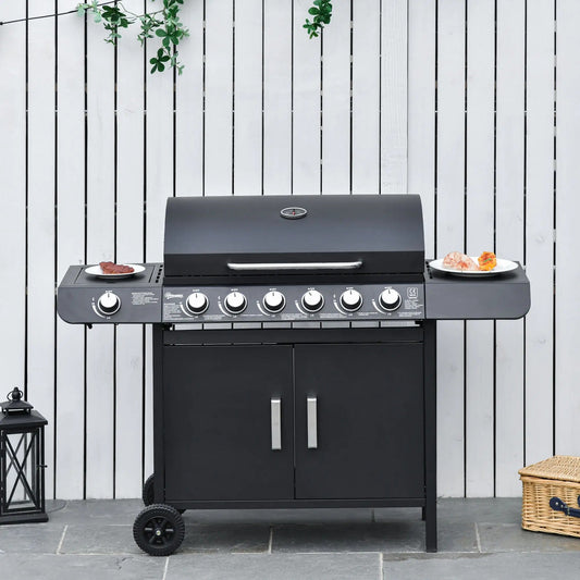 Outsunny Seven Burner Gas Grill, with Integrated Thermometer and Storage 846 - 065V70 - Garden & Outdoor