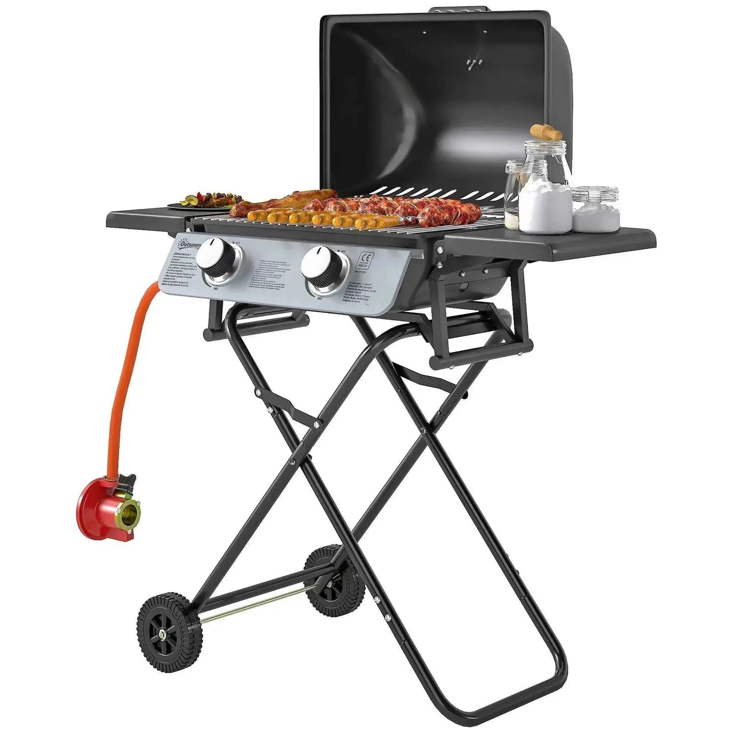 Outsunny Two-Burner Portable Suitcase BBQ - Black | 846-183V70BK