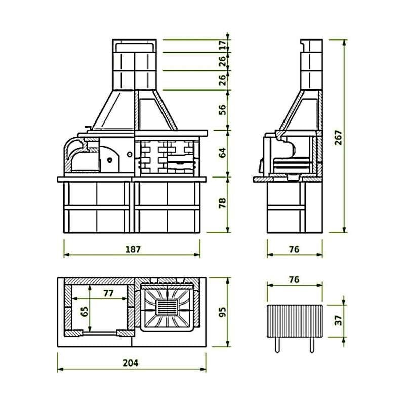 Palazzetti Gargano 3 Masonry Barbecue with Wood-Fired Oven | 803101260