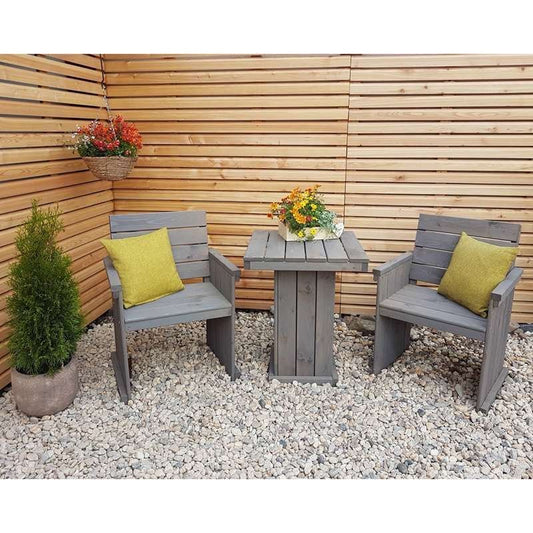 Promex Grey Bistro Patio Table and Chairs Set | 504164 - Garden Furniture