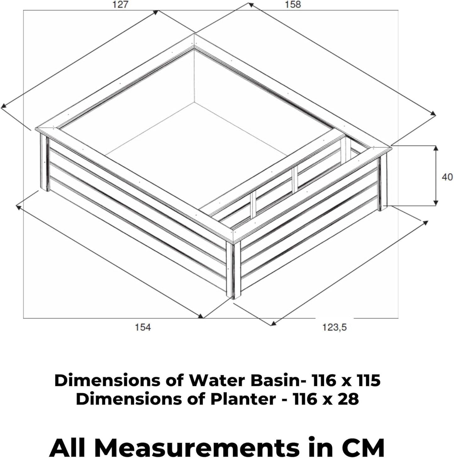 Promex Raised Square Garden Solar Pond Kit with Planting Zone | 506090