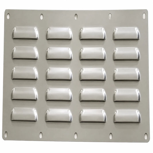 Silver metallic sunstone small ventilation frame vent-s with 24 raised rectangular compartments in a grid pattern